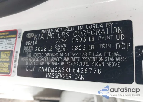 2015 Kia Rio Lx from USA, damaged, VIN KNADM5A3XF6426776